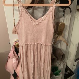 Pink shoulder tie dress